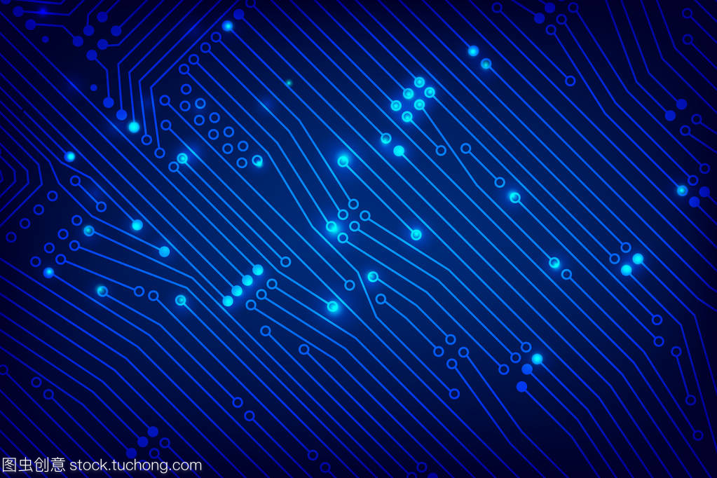 抽象与印刷电路板线的深蓝色背景和